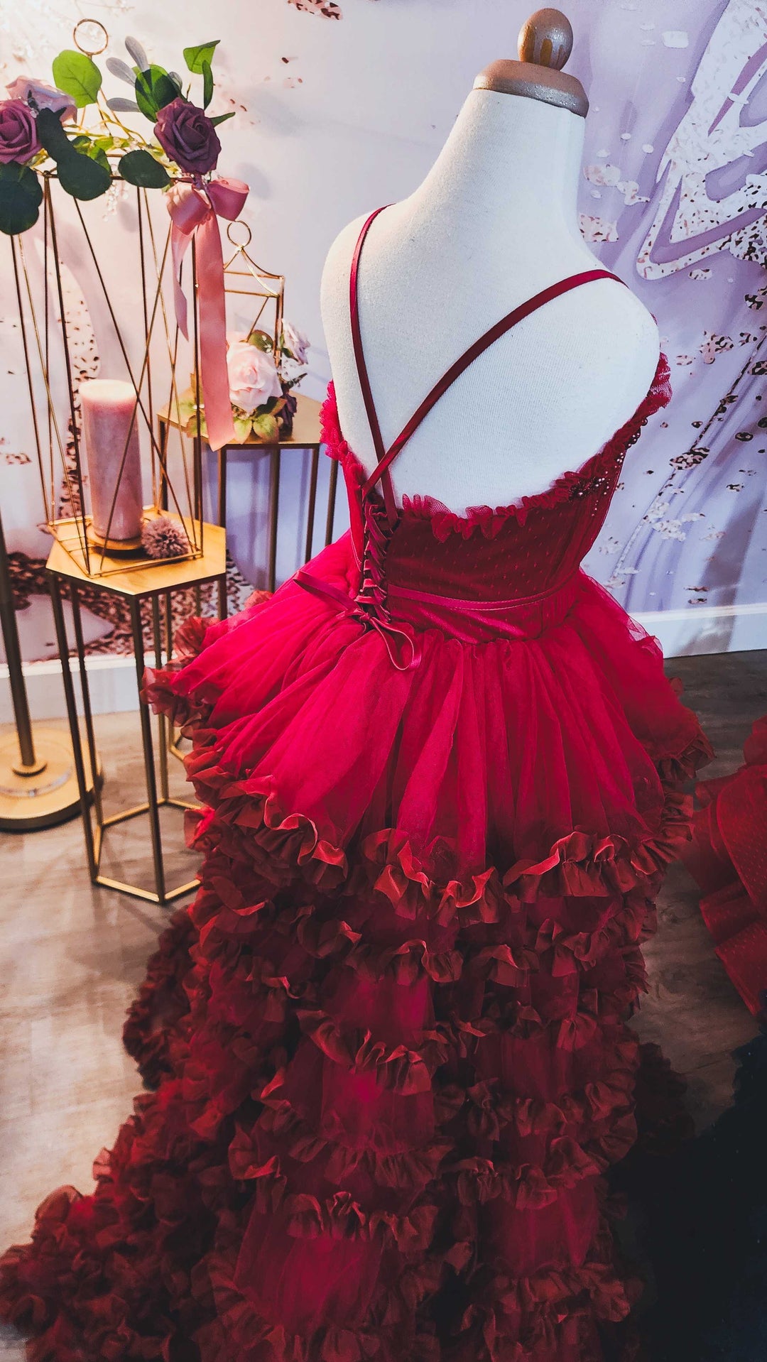 One of a Kind Tiered Ruffle Skirt Gown - Size 8-10