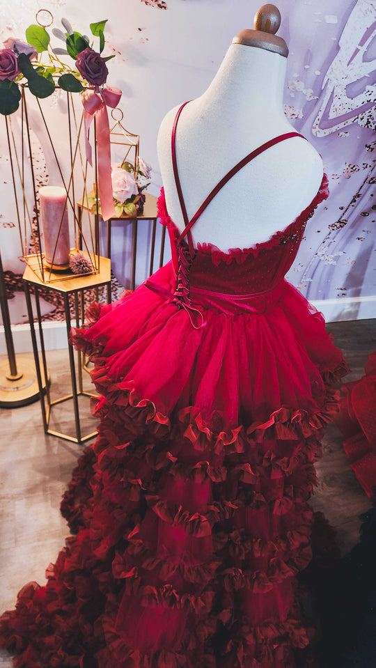 One of a Kind Tiered Ruffle Skirt Gown - Size 8-10