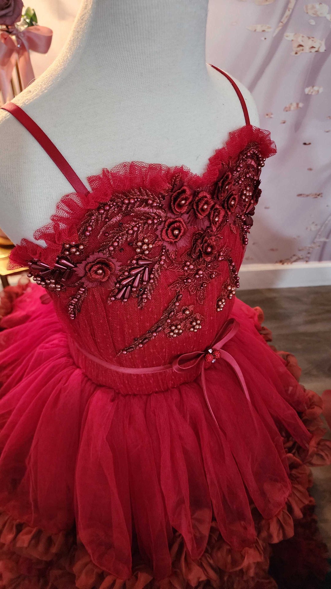 One of a Kind Tiered Ruffle Skirt Gown - Size 8-10