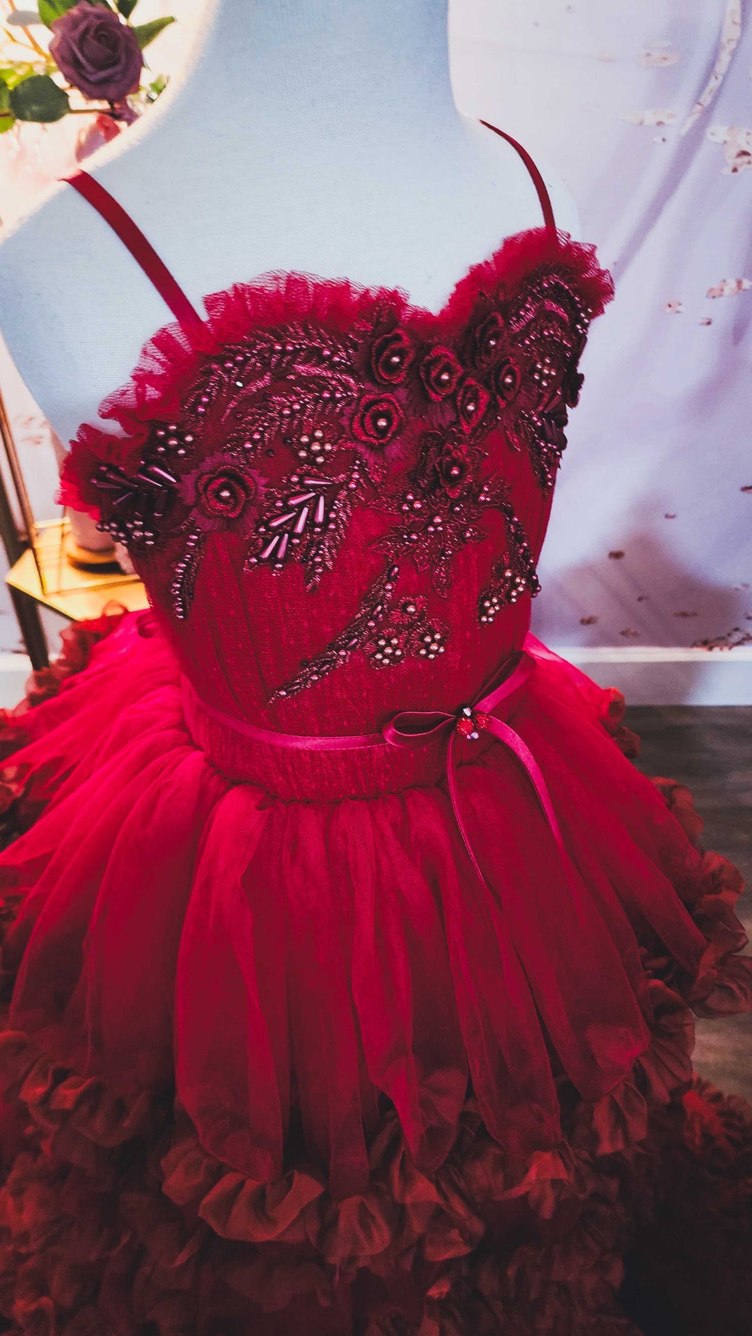 One of a Kind Tiered Ruffle Skirt Gown - Size 8-10