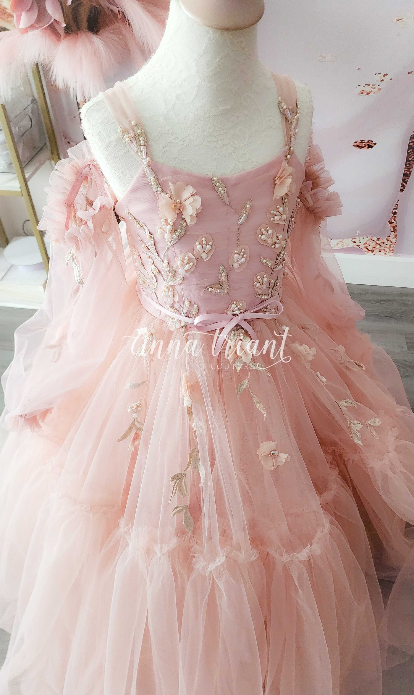 Graceful Blush Flower Girl Gown