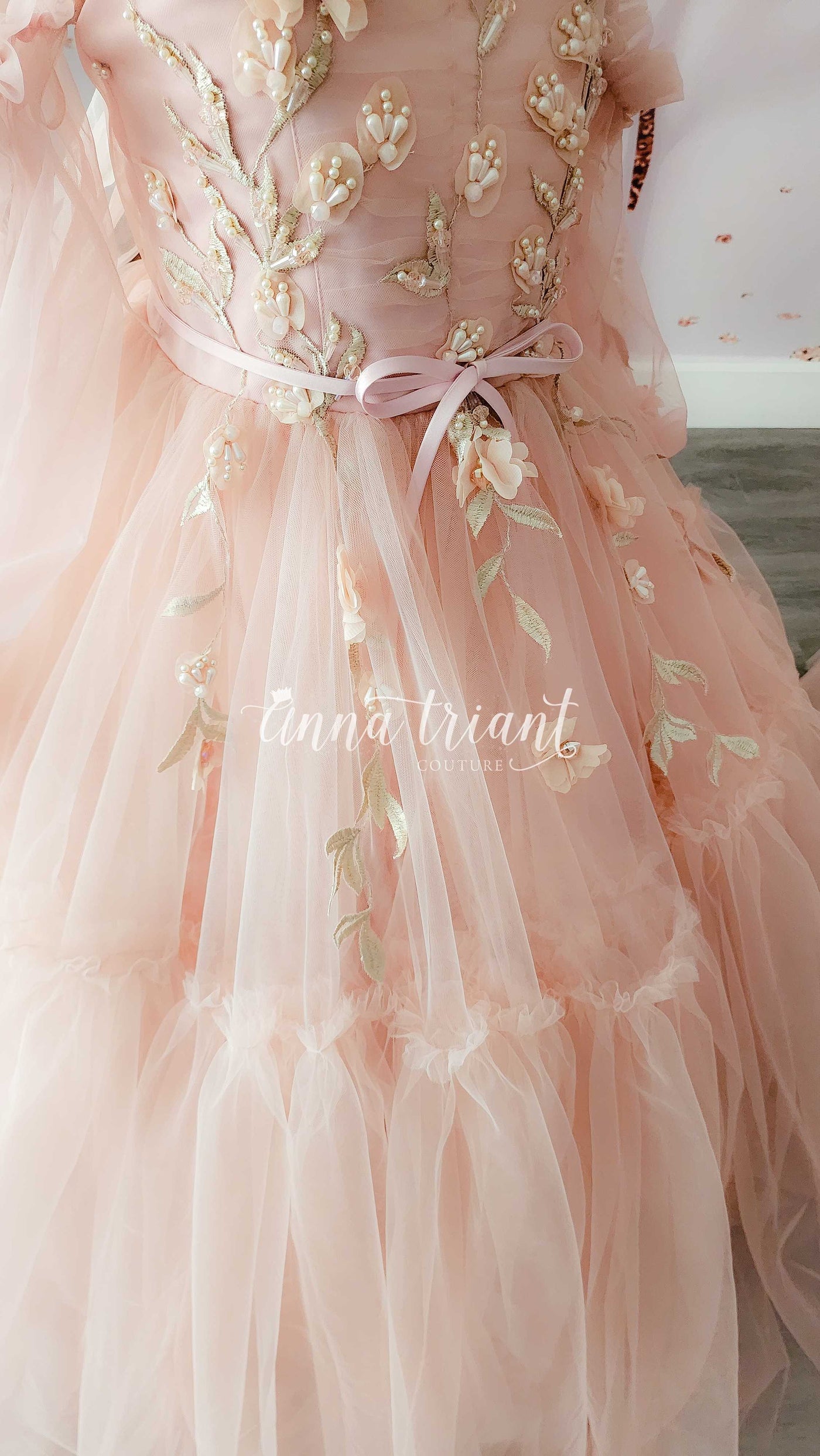 Graceful Blush Flower Girl Gown