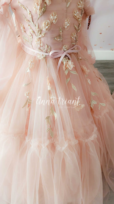 Graceful Blush Flower Girl Gown