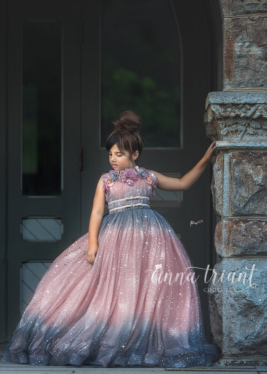 Dazzling Ombre Gown in Dusty Pink and Gray