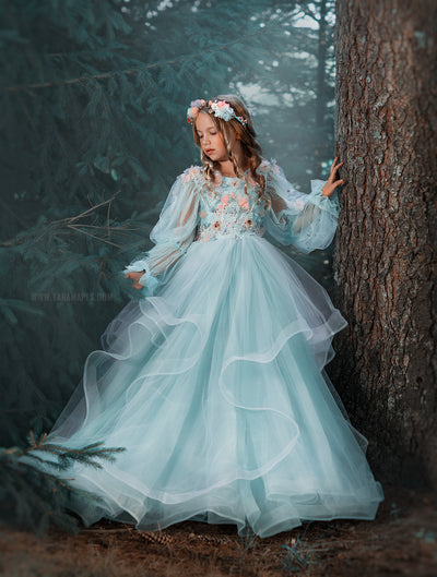 Serenity Gown in Mint and Blue