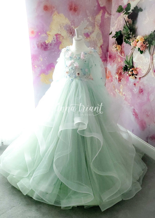 Serenity Gown in Mint and Blue