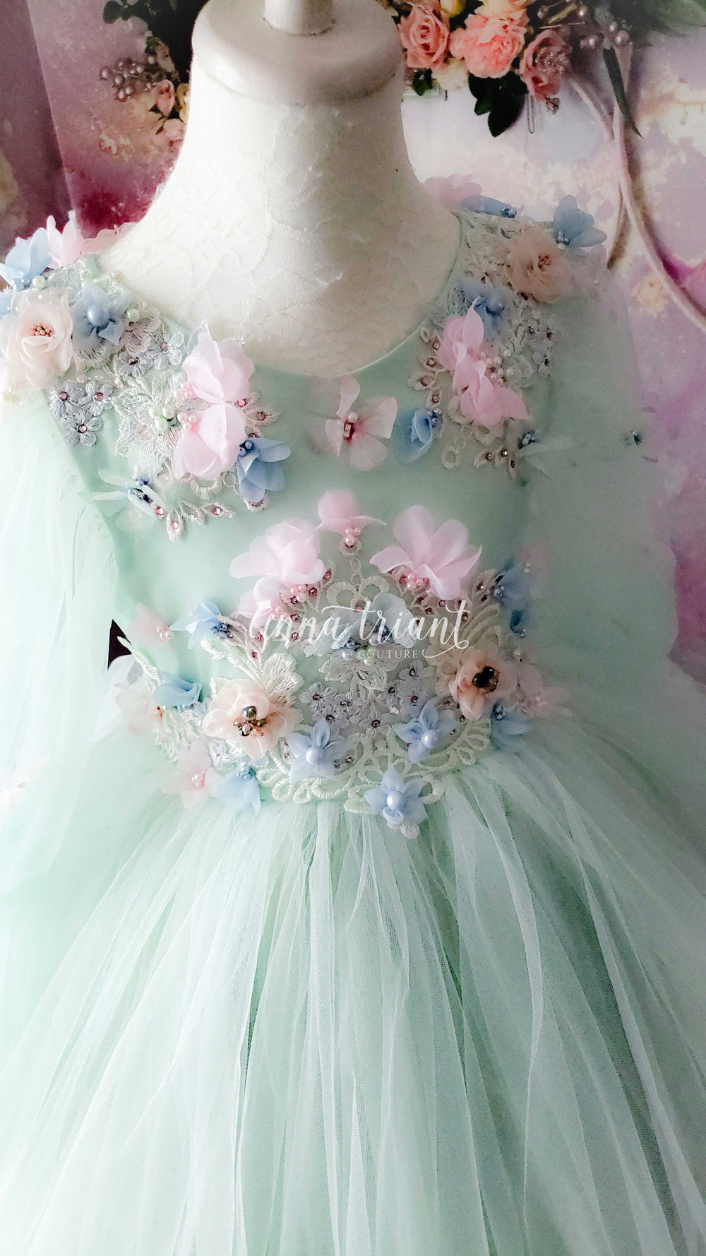 Serenity Gown in Mint and Blue