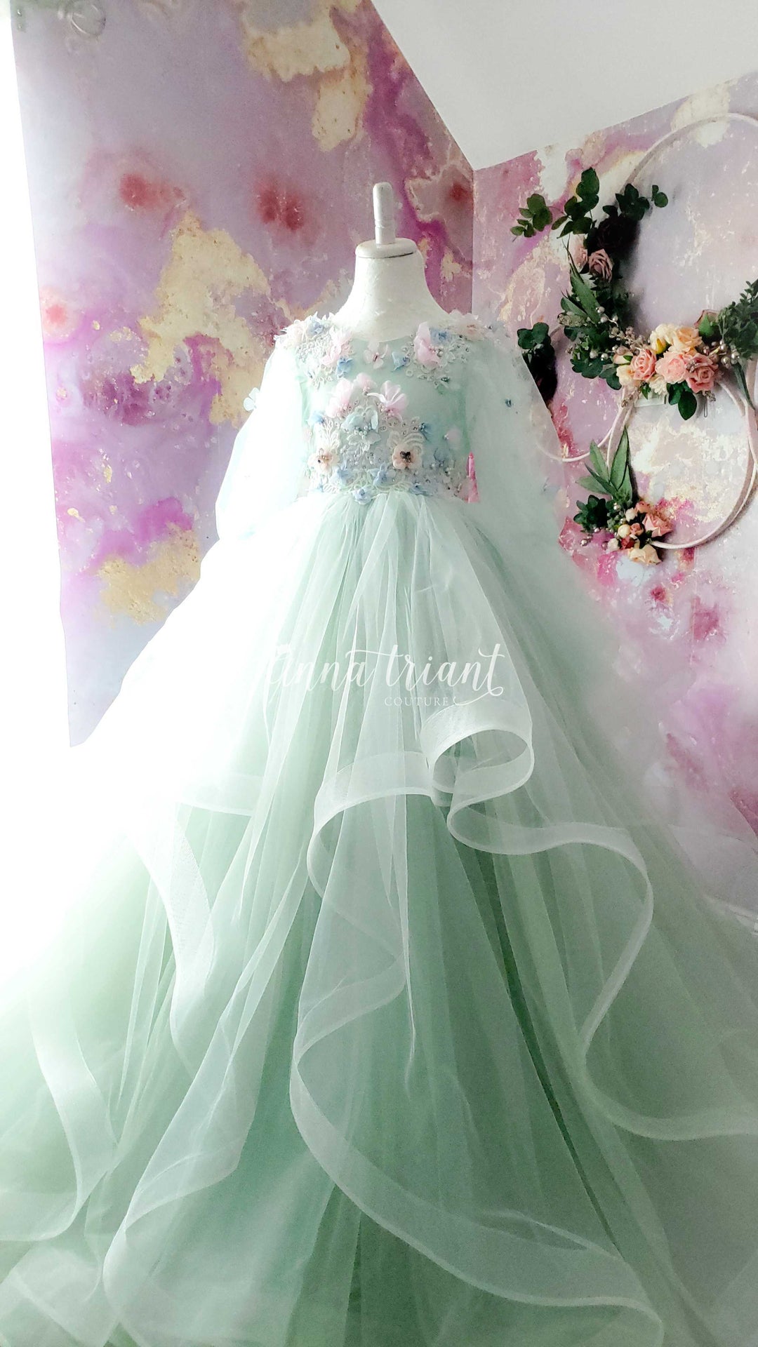 Serenity Gown in Mint and Blue