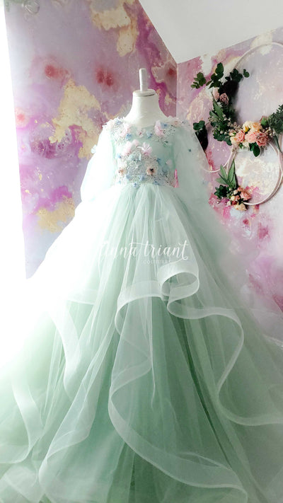 Serenity Gown in Mint and Blue