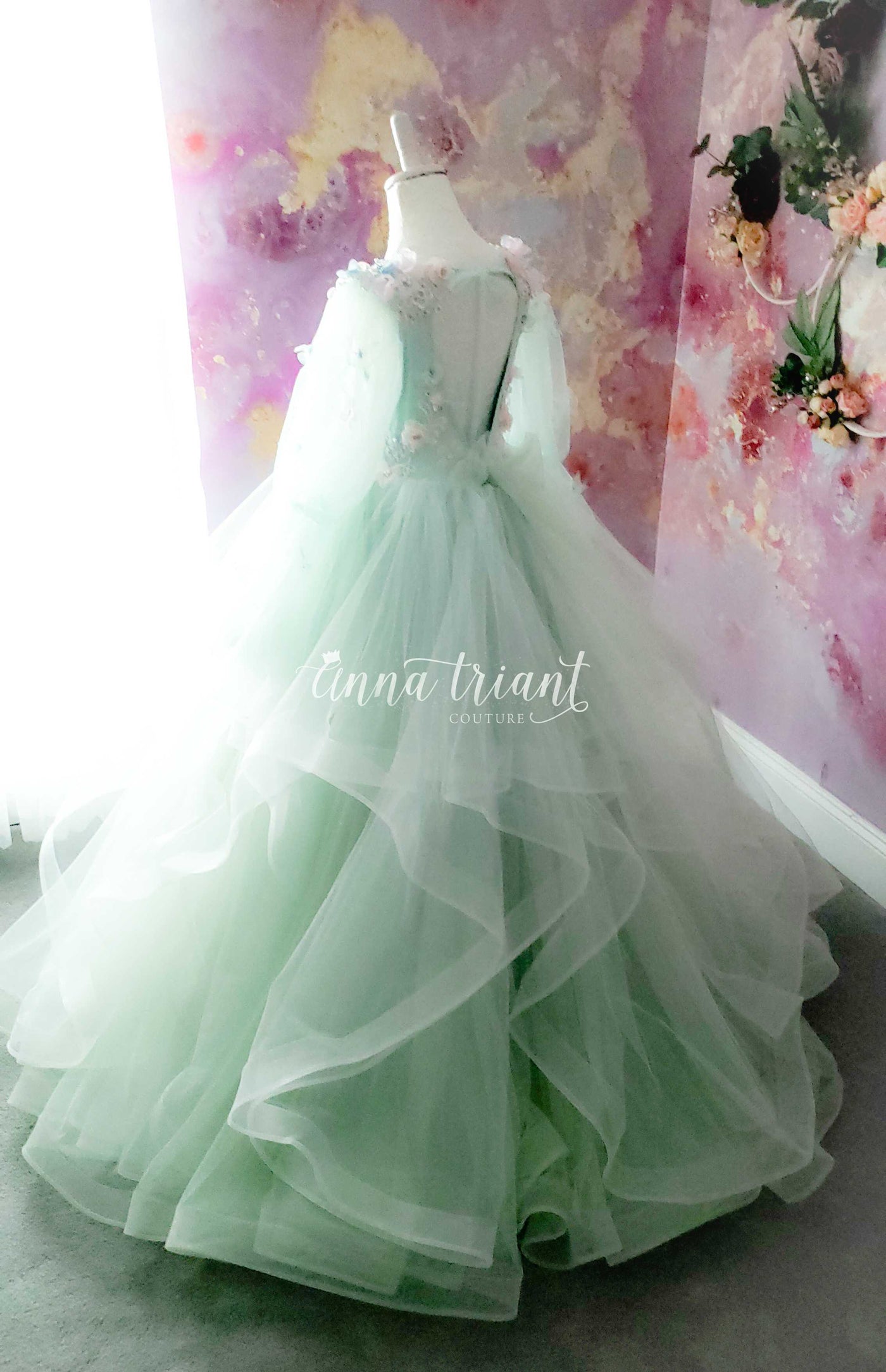 Serenity Gown in Mint and Blue