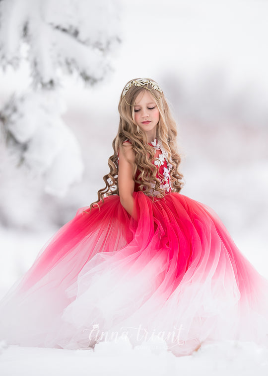 Amaryllis Gown in Red Ombre