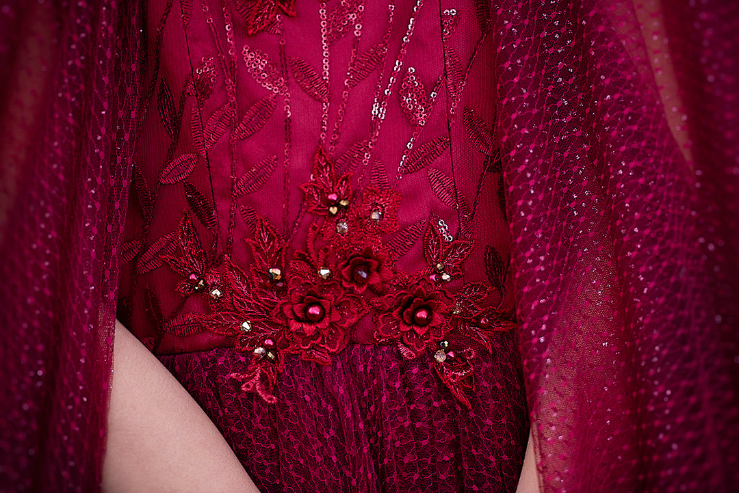 Crimson Poise Gown