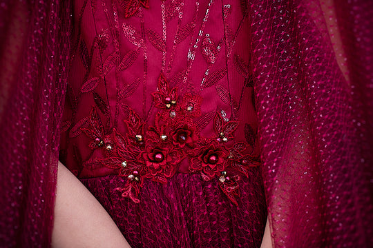 Crimson Poise Gown