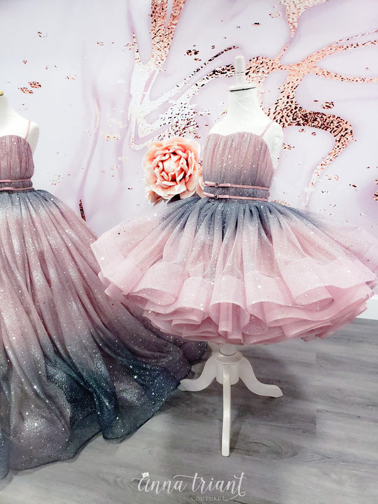 Dazzling Ombre Dress in Dusty Pink and Gray