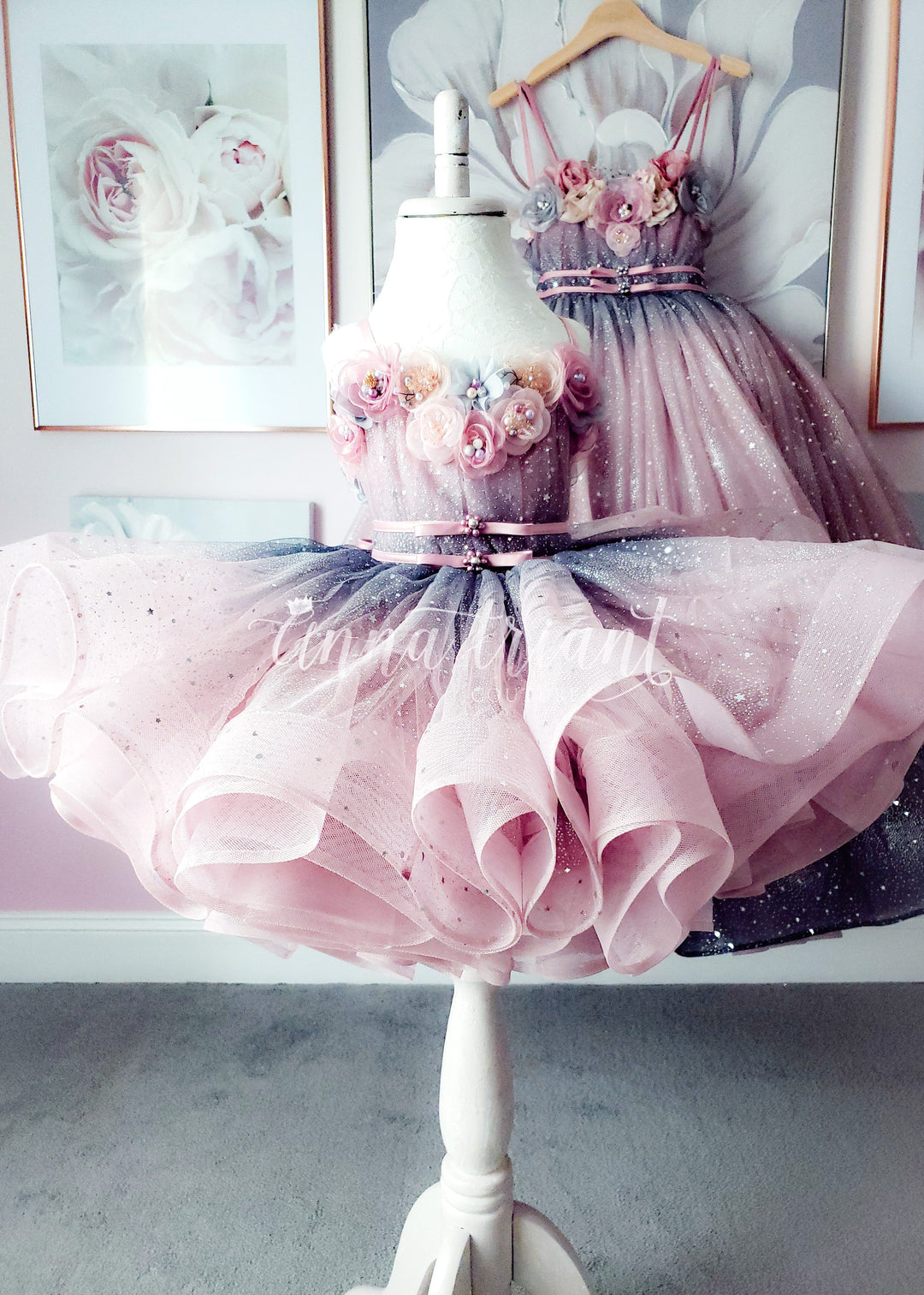 Dazzling Ombre Dress in Dusty Pink and Gray