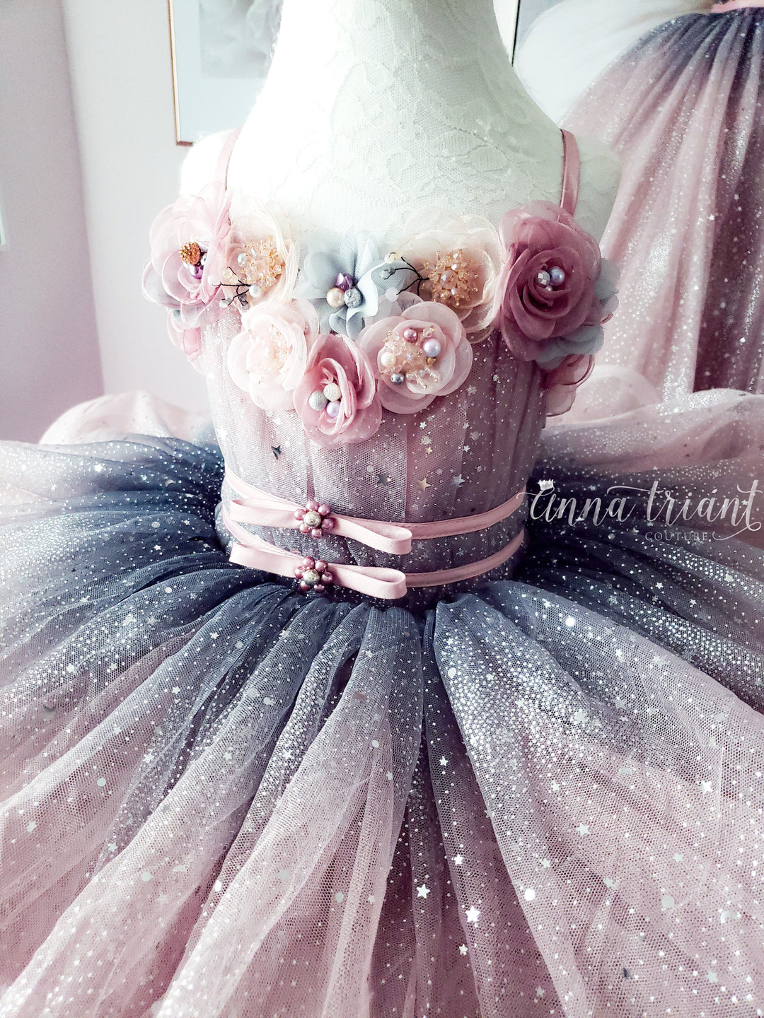 Dazzling Ombre Dress in Dusty Pink and Gray
