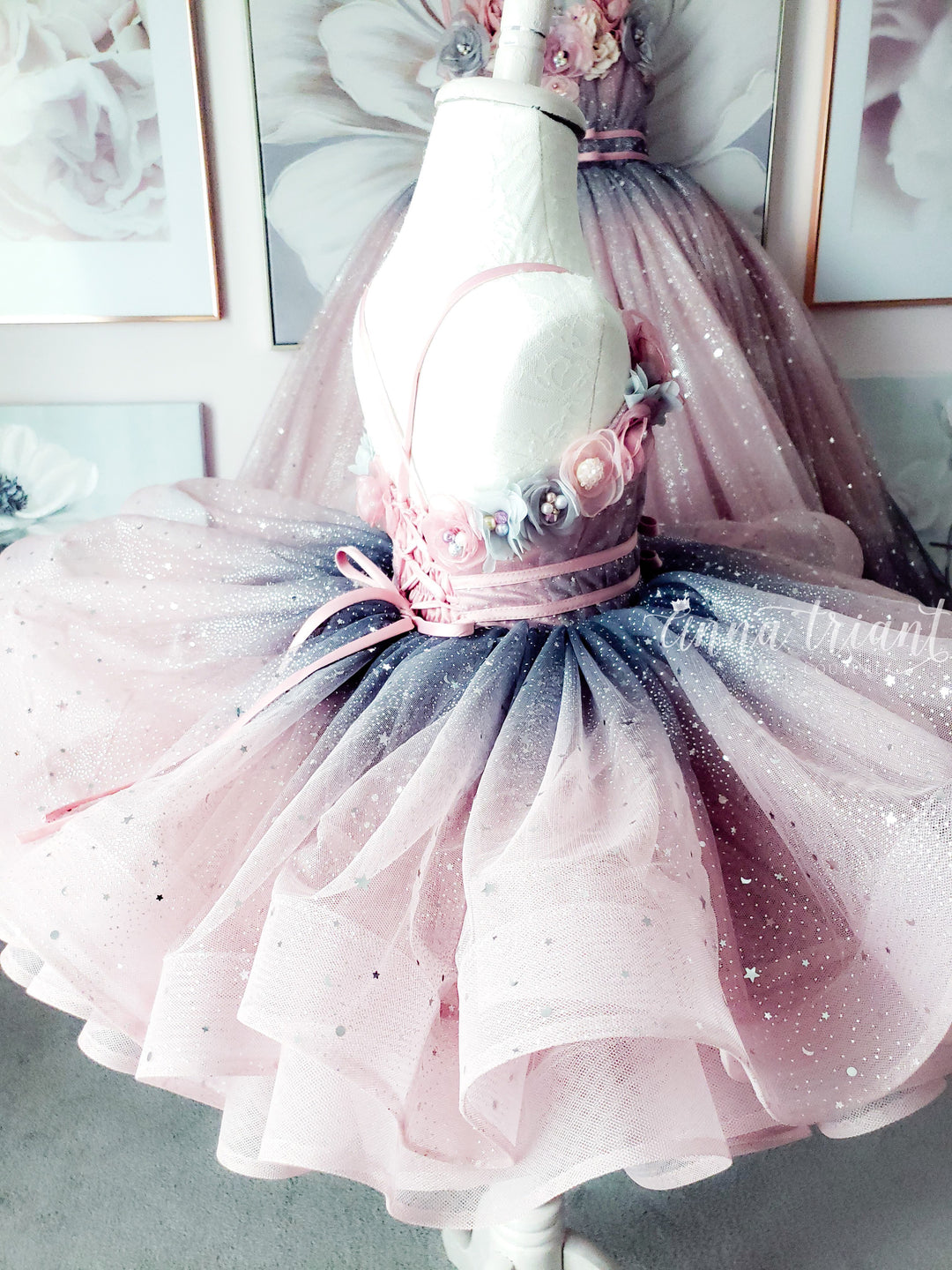 Dazzling Ombre Dress in Dusty Pink and Gray