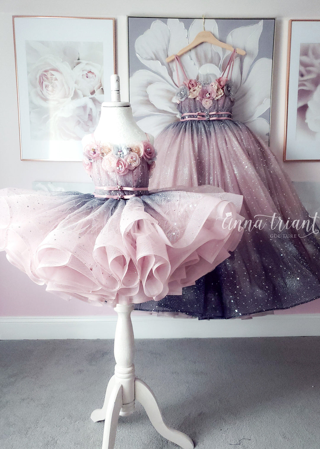 Dazzling Ombre Dress in Dusty Pink and Gray