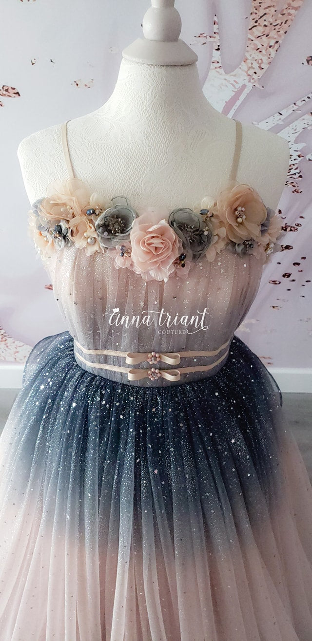 Dazzling Ombre Gown in Champagne and Gray