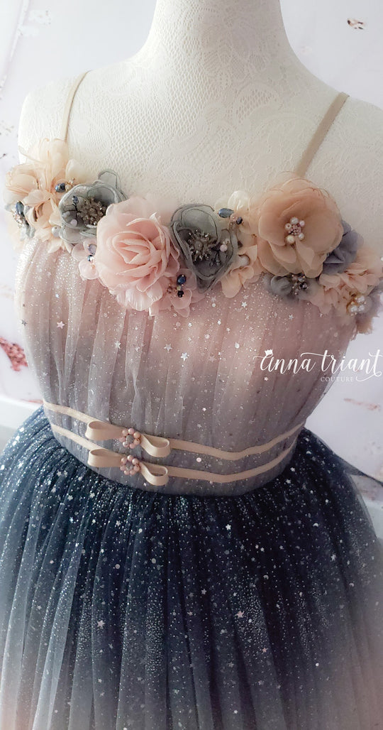 Dazzling Ombre Gown in Champagne and Gray