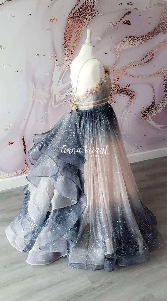Dazzling Ombre Gown in Champagne and Gray