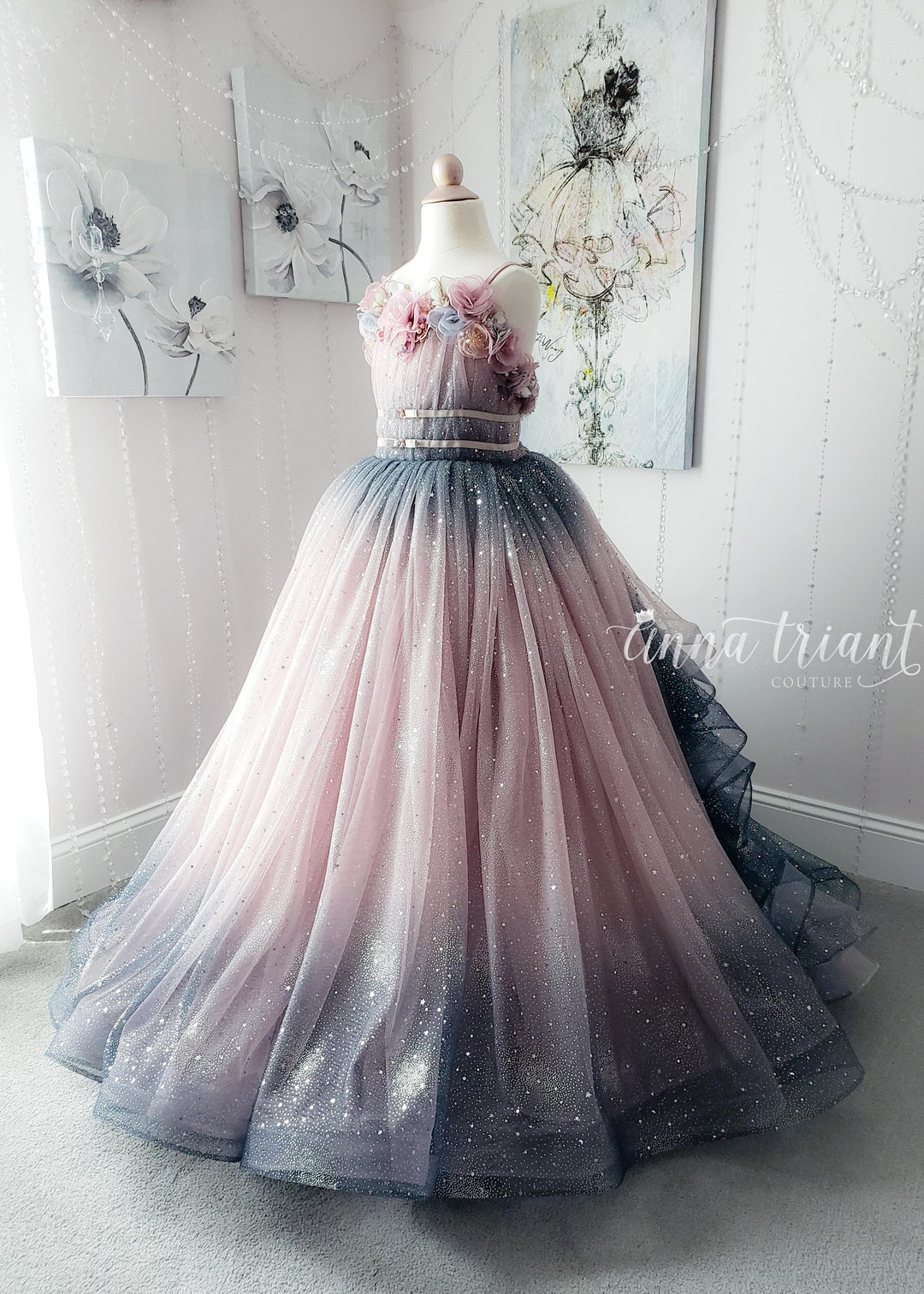 Dazzling Ombre Gown in Dusty Pink and Gray