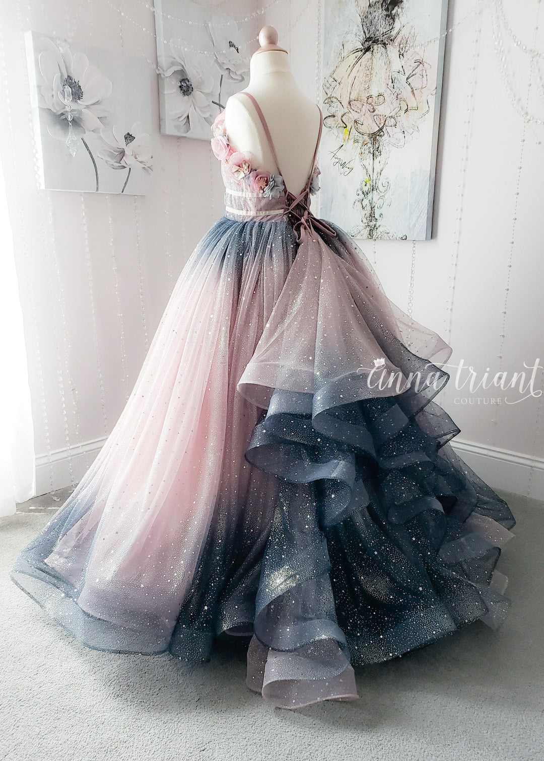 Dazzling Ombre Gown in Dusty Pink and Gray
