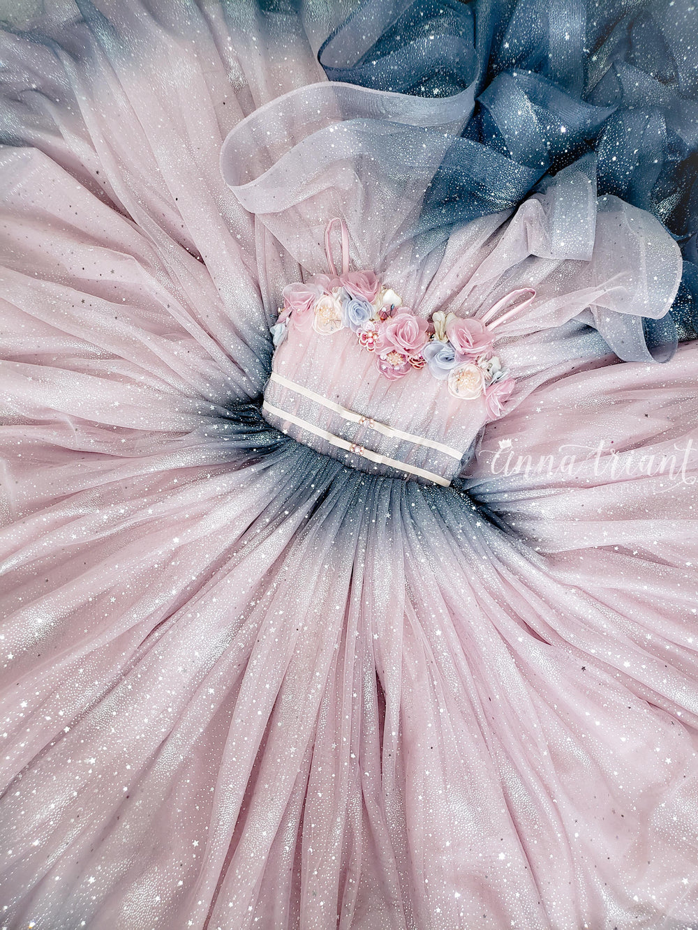 Dazzling Ombre Gown in Dusty Pink and Gray