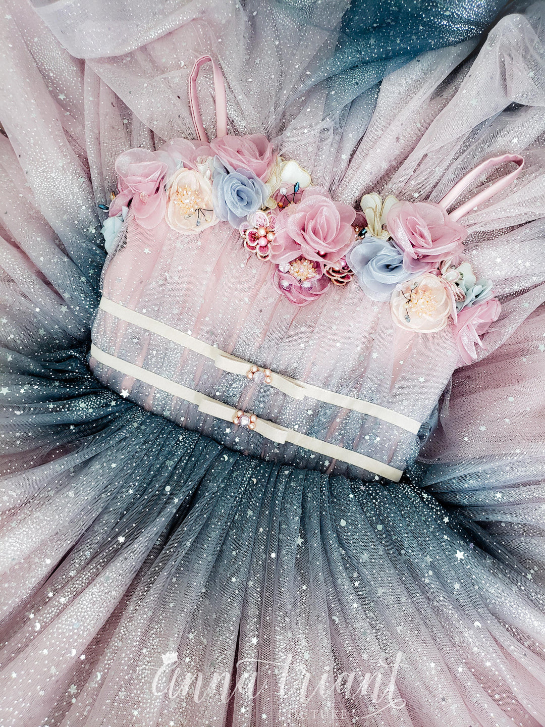 Dazzling Ombre Gown in Dusty Pink and Gray