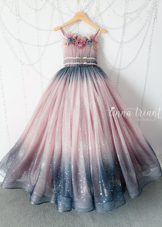 Dazzling Ombre Gown in Dusty Pink and Gray