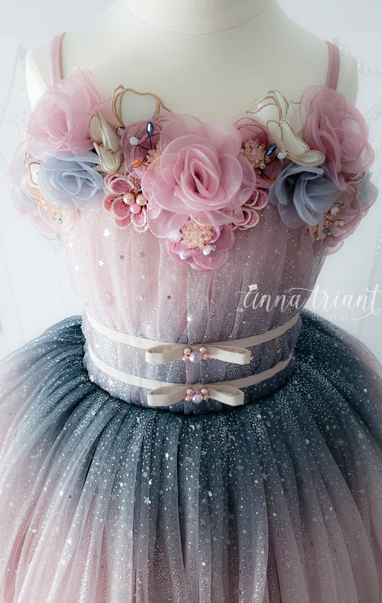 Dazzling Ombre Gown in Dusty Pink and Gray