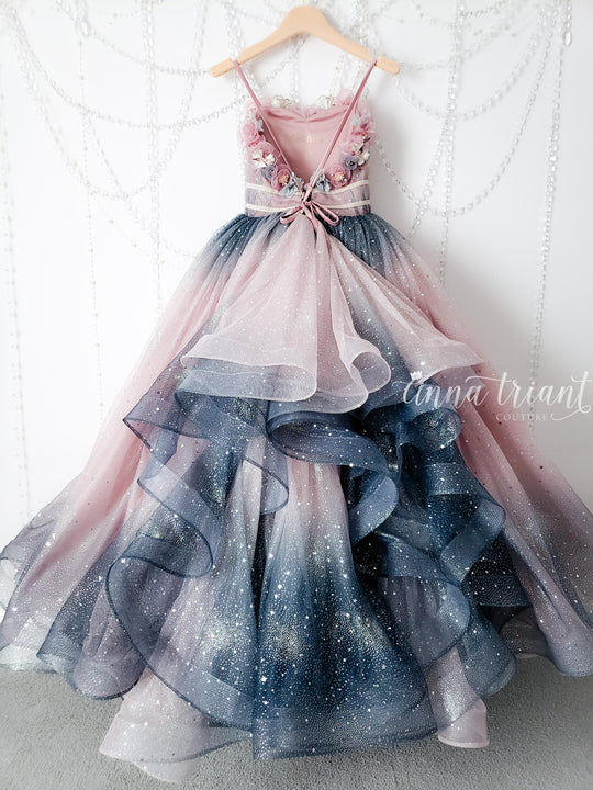 Dazzling Ombre Gown in Dusty Pink and Gray