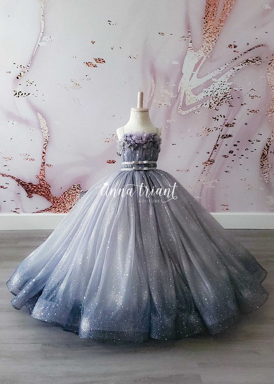 Dazzling Ombre Gown in Light Silver and Gray
