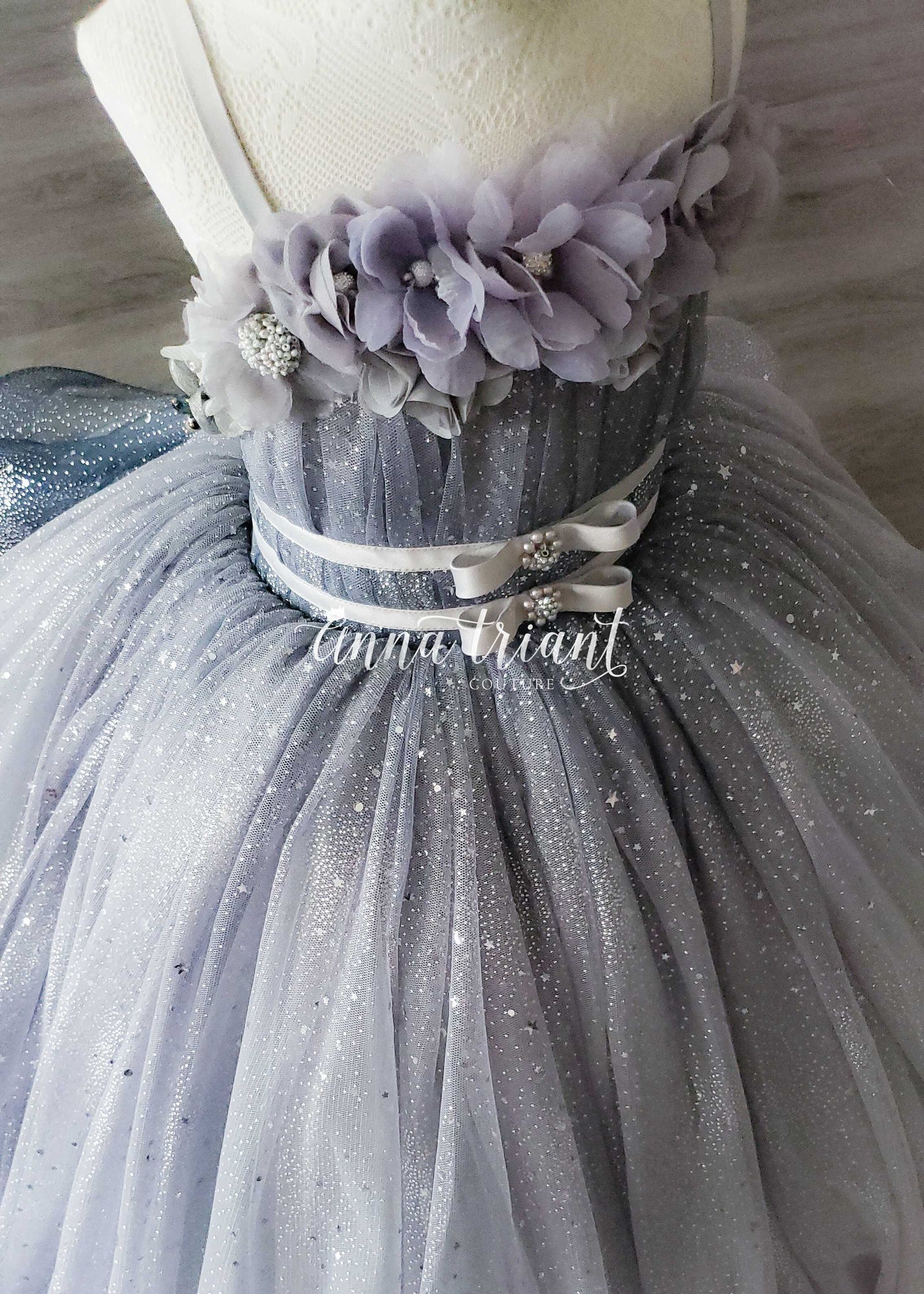 Dazzling Ombre Gown in Light Silver and Gray