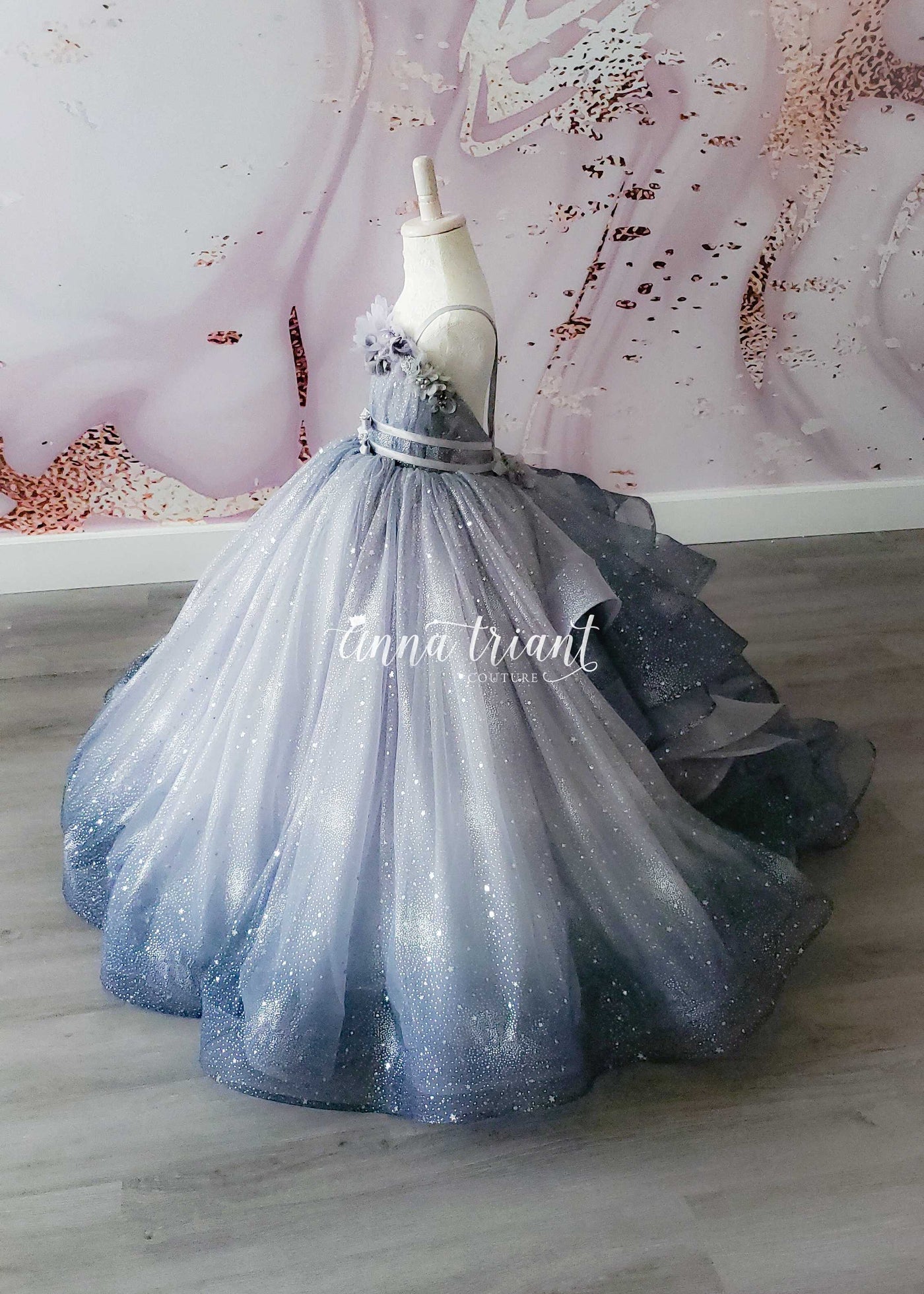Dazzling Ombre Gown in Light Silver and Gray