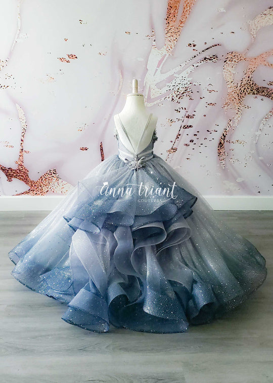 Dazzling Ombre Gown in Light Silver and Gray