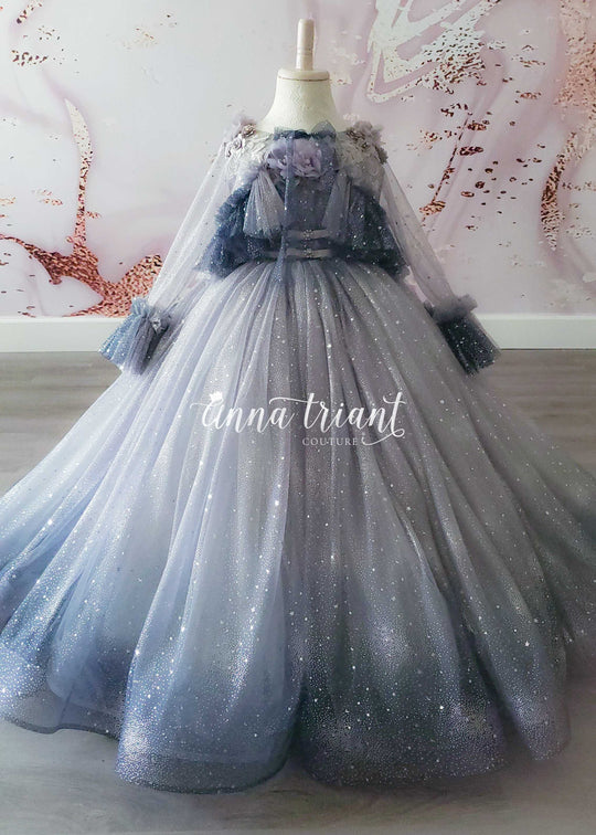 Dazzling Ombre Gown in Light Silver and Gray