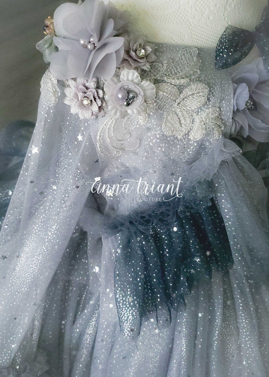 Dazzling Ombre Gown in Light Silver and Gray