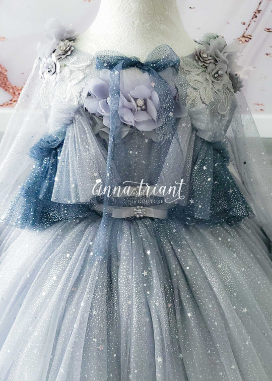 Dazzling Ombre Gown in Light Silver and Gray
