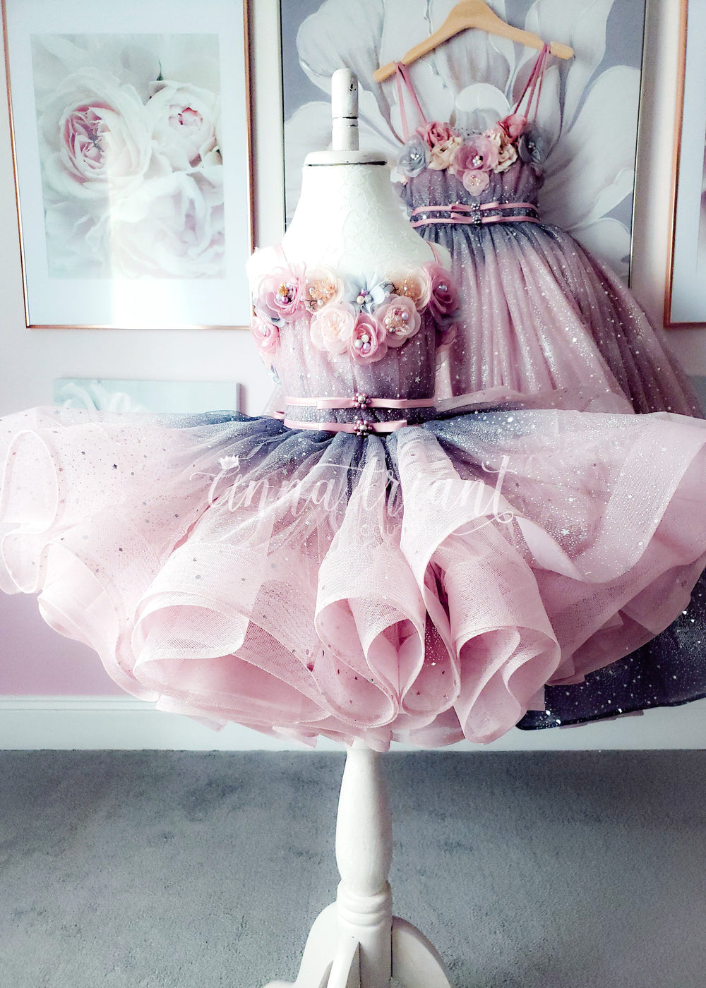 Dazzling Ombre Dress in Champagne and Gray
