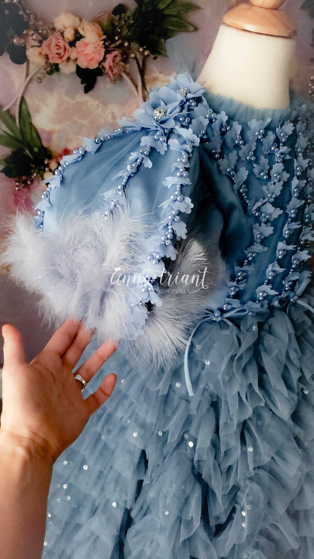 Feathered Grace Gown