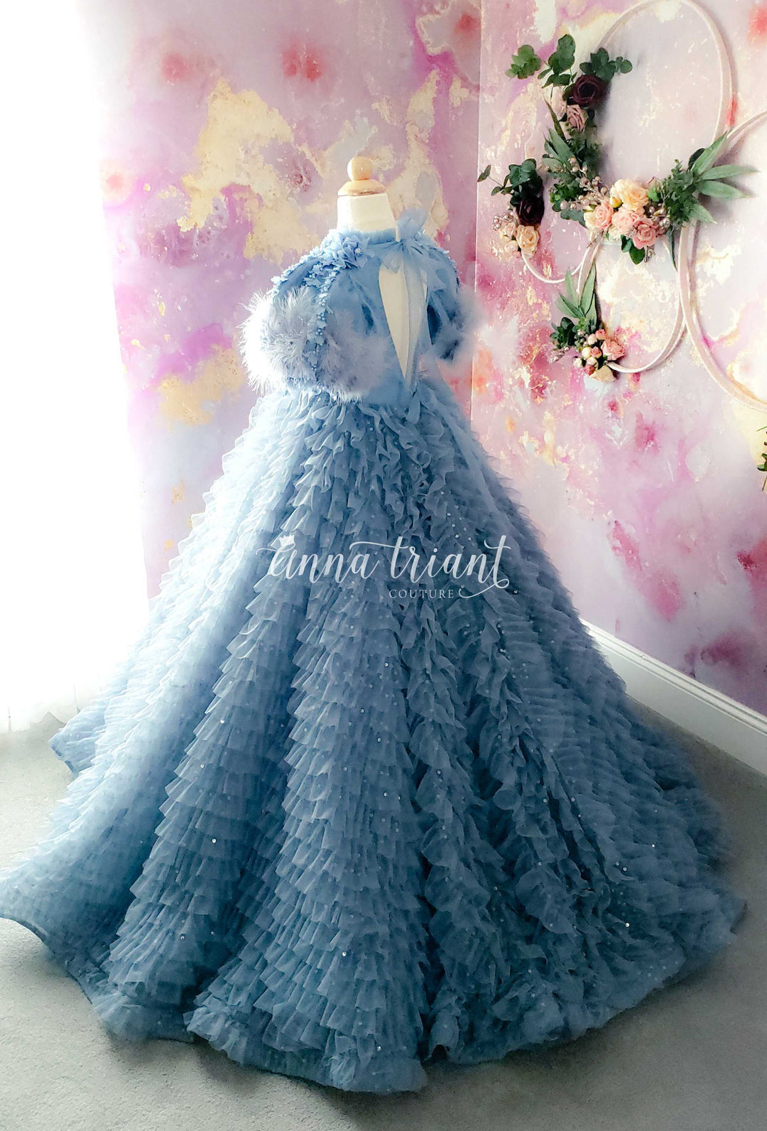 Feathered Grace Gown