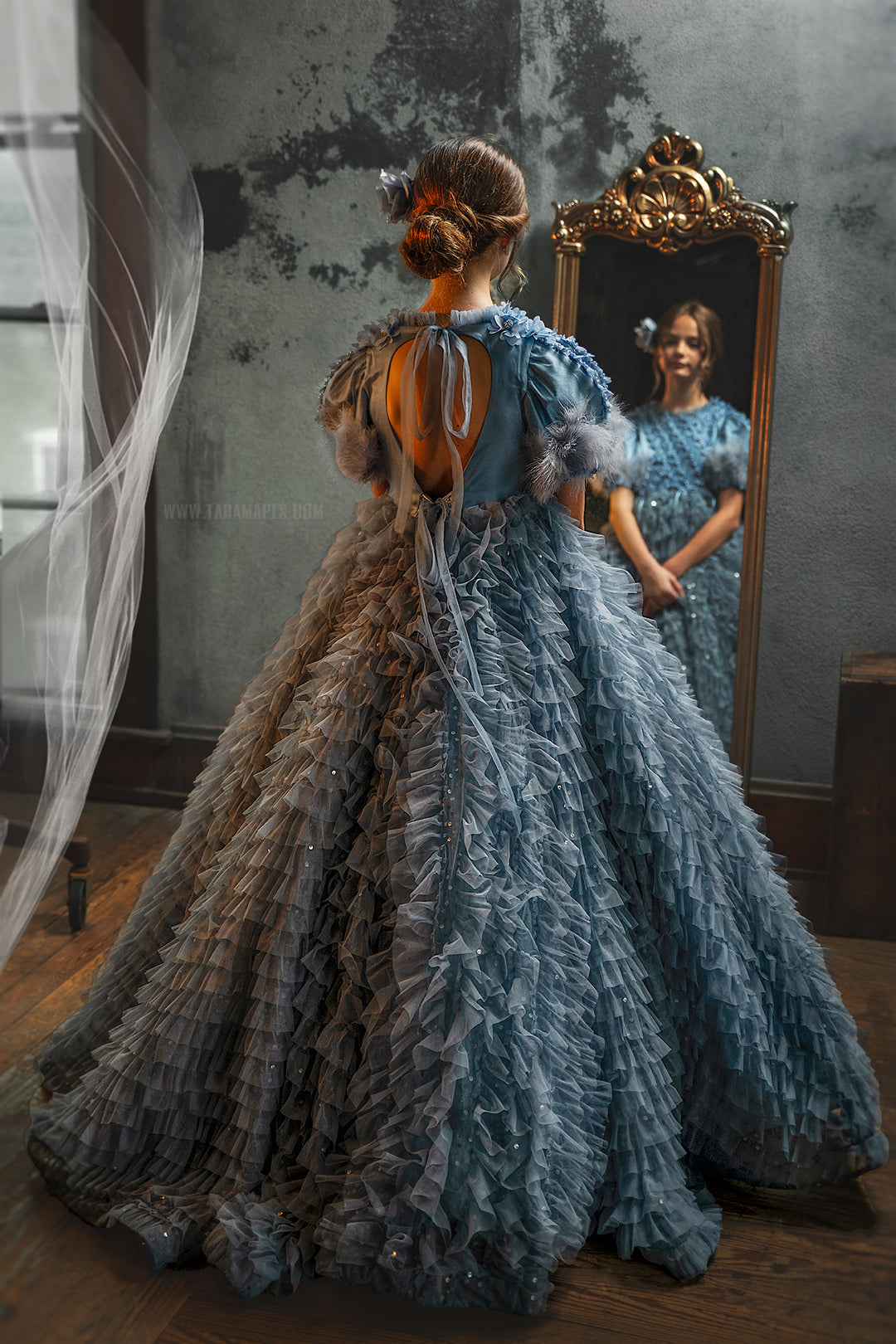 Feathered Grace Gown