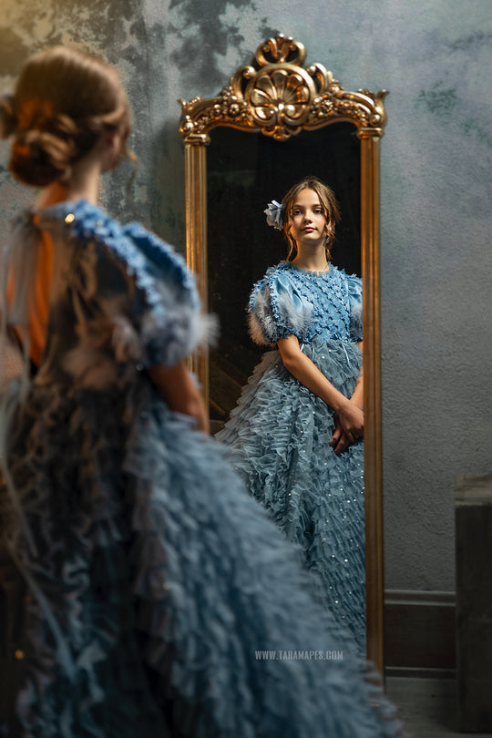 Feathered Grace Gown