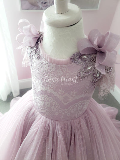 Lilac Quartz Gown with Swiss Dot Mesh