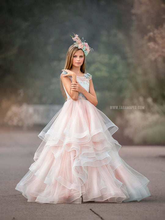 Minty Peach Ombre Gown