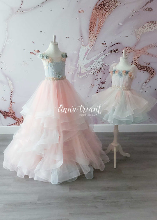 Minty Peach Ombre Gown