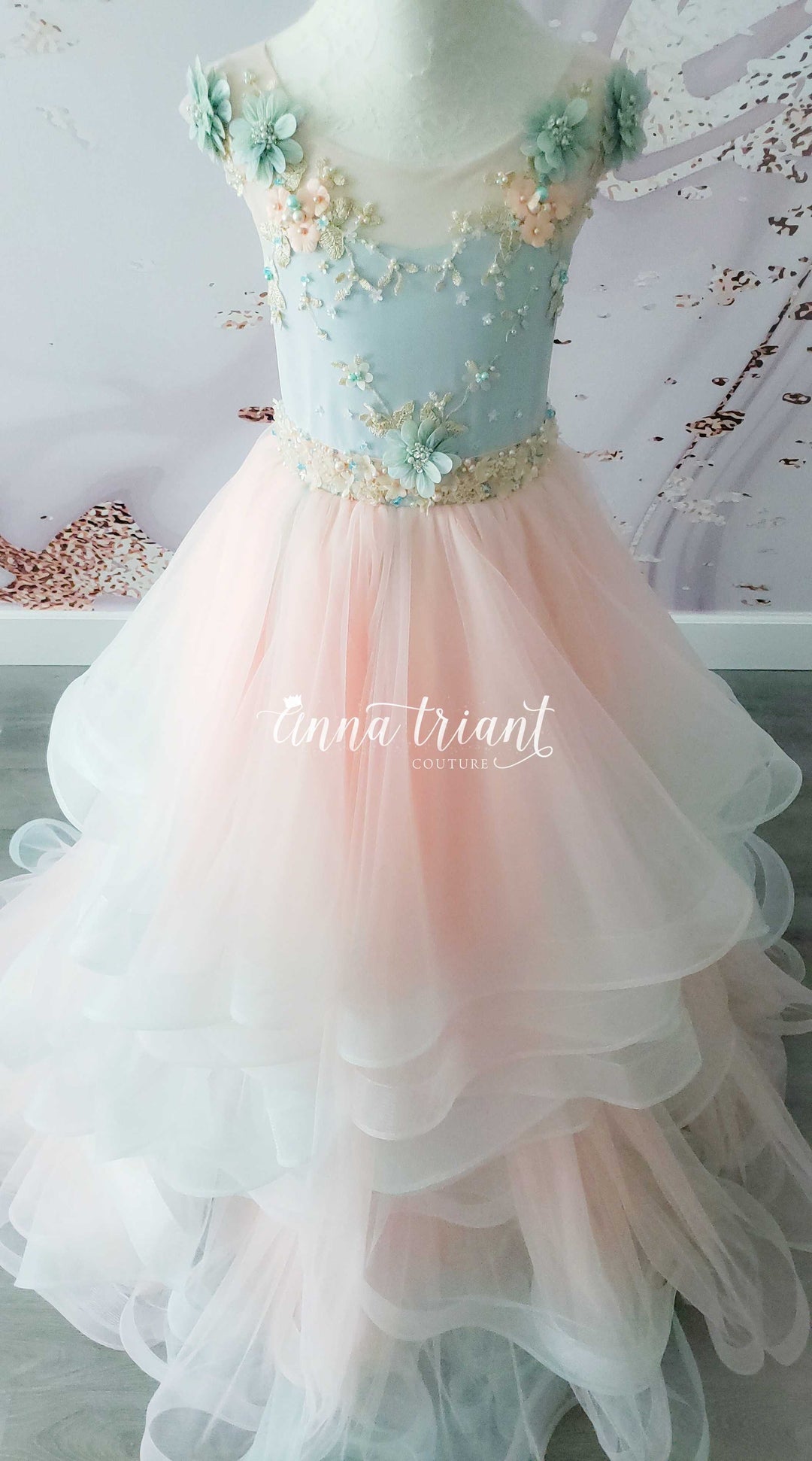 Minty Peach Ombre Gown