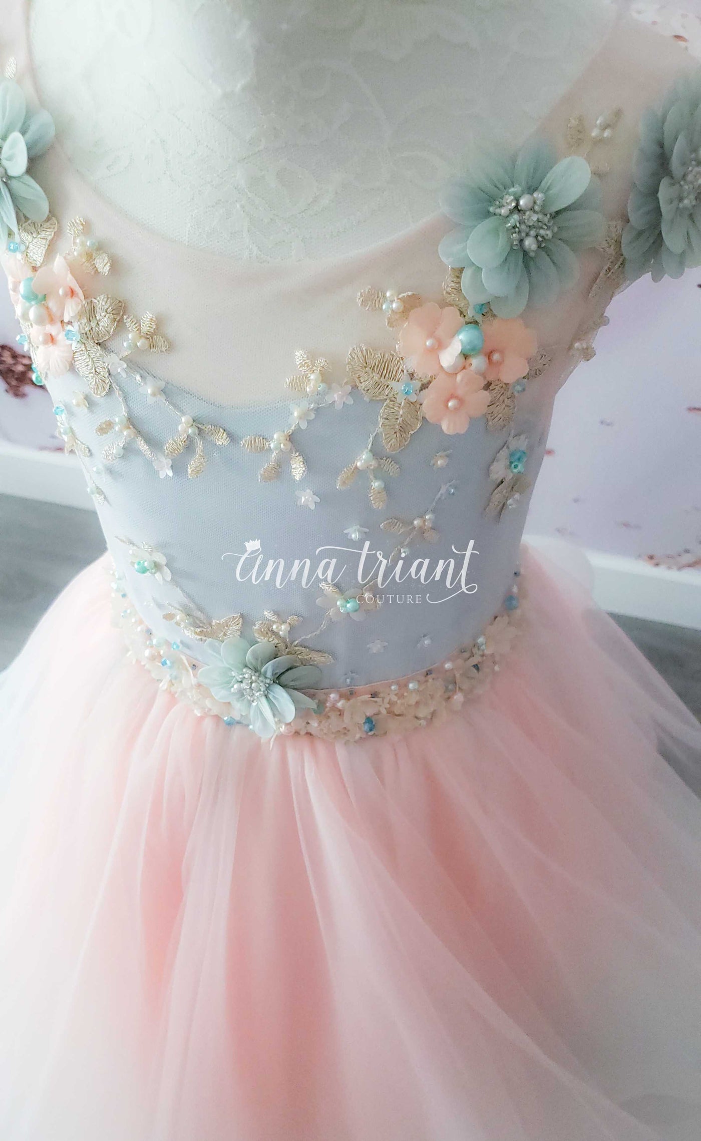 Minty Peach Ombre Gown