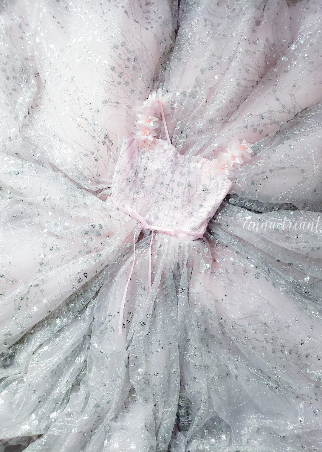 Moonstone Gown in Pink &amp; Silver